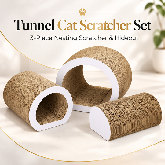 3-Piece Cat Scratching Tunnel Set – Play &amp; Rest