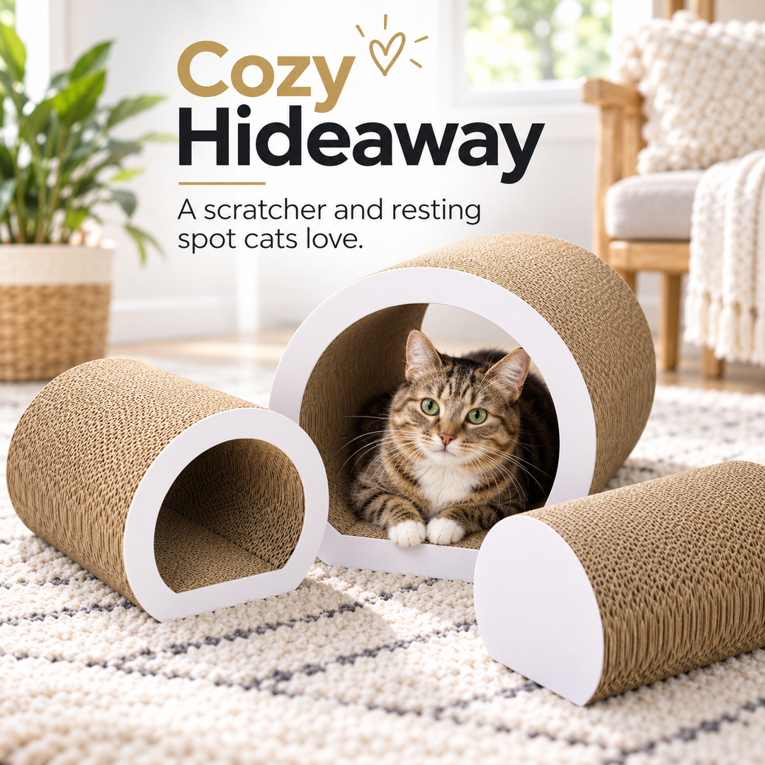 3-Piece Cat Scratching Tunnel Set – Play &amp; Rest