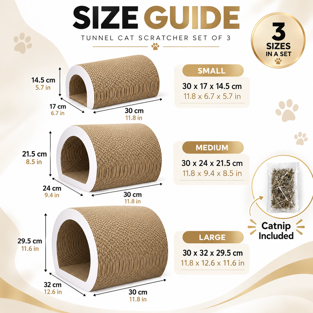 3-Piece Cat Scratching Tunnel Set – Play &amp; Rest