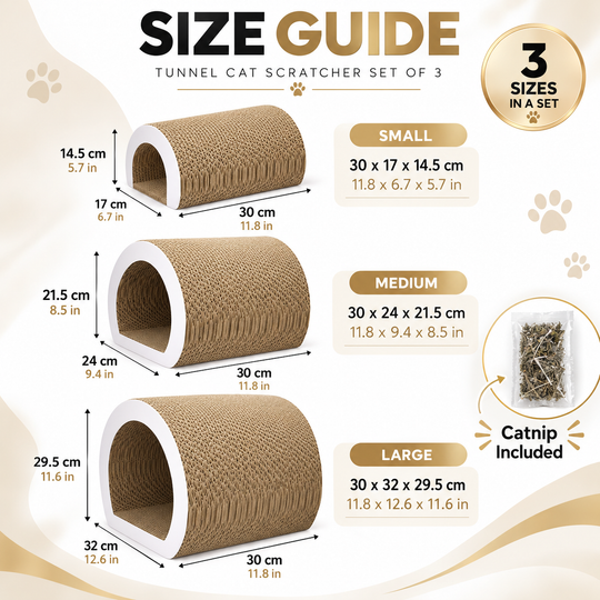 3-Piece Cat Scratching Tunnel Set – Play &amp; Rest
