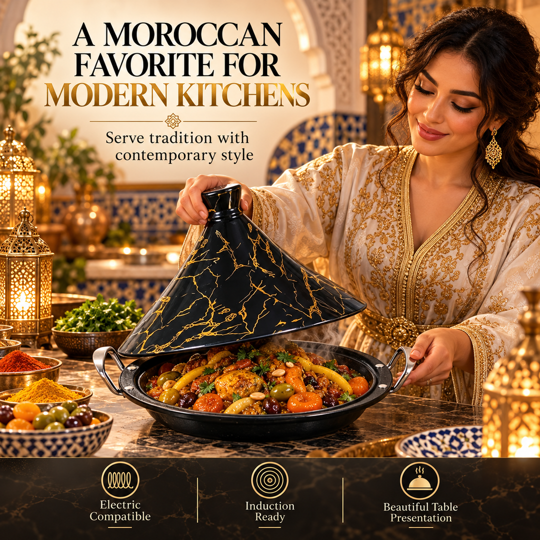 Tajine 32 cm – Induction Compatible, Non-Stick, Porcelain Lid
