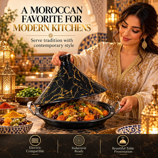 Tajine 32 cm – Induction Compatible, Non-Stick, Porcelain Lid