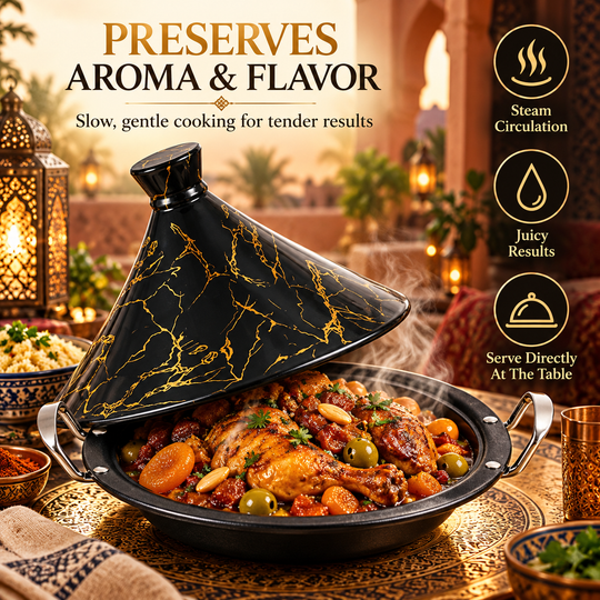 Tajine 32 cm – Induction Compatible, Non-Stick, Porcelain Lid