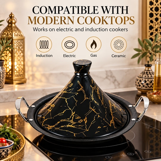 Tajine 32 cm – Induction Compatible, Non-Stick, Porcelain Lid