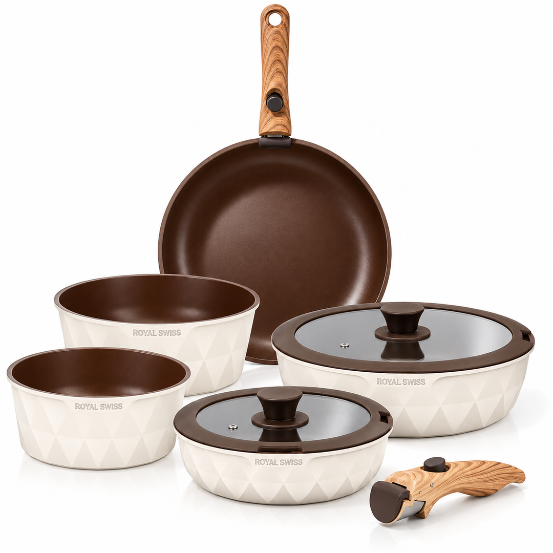 Royal Swiss 9PCS Detachable Cookware Set Beige Diamond image 1 