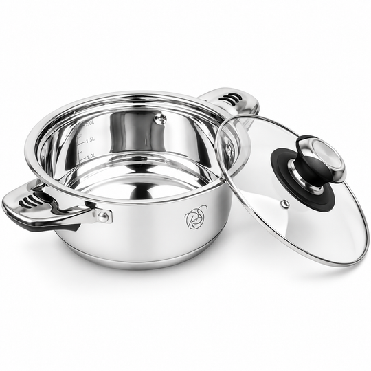 16-Piece Stainless Steel Cookware Set – 18/10 Inox – 7-Layer Thermal Base – Induction