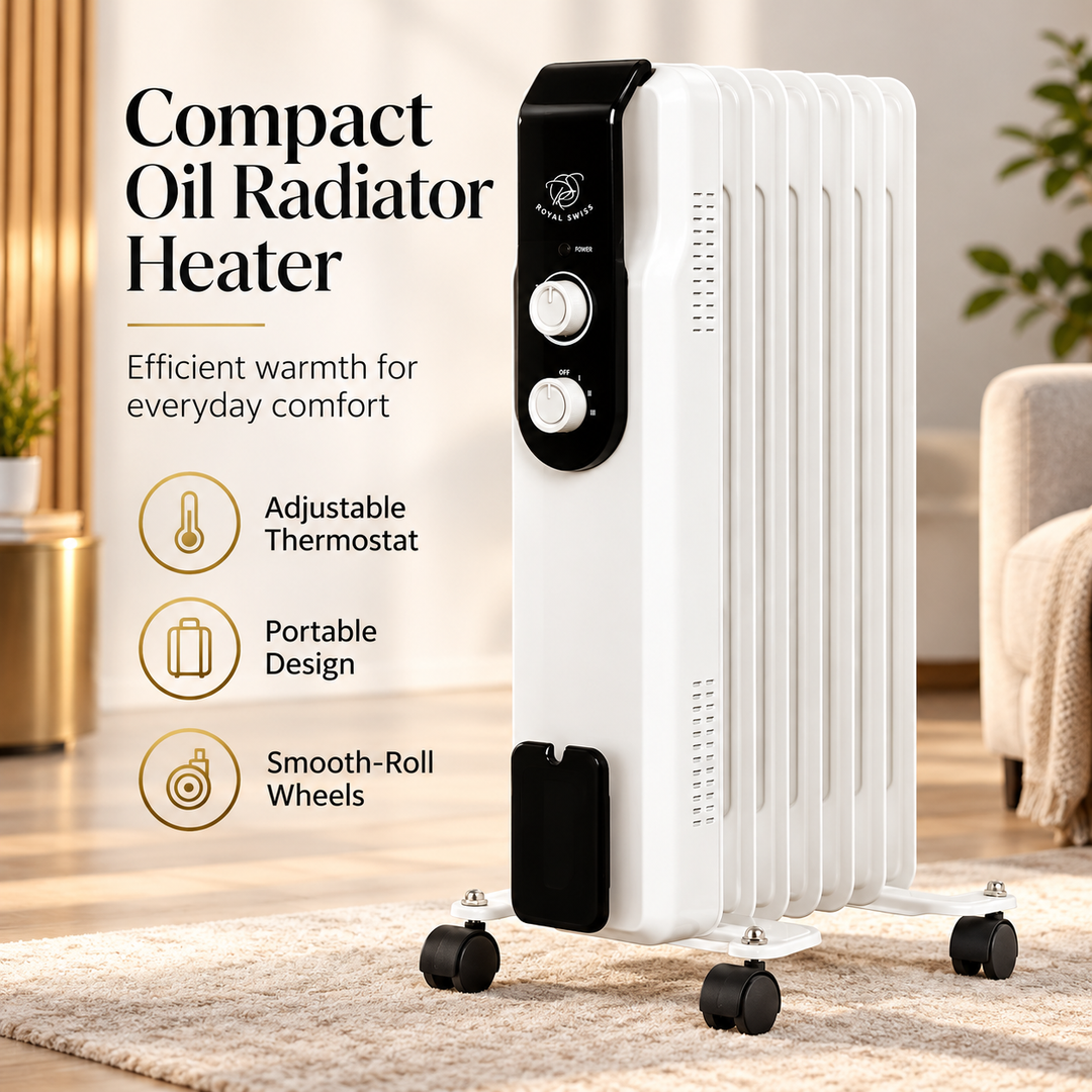 RAD-1 Oil-Filled Radiator 1500W – 3 Heat Settings &amp; Thermostat