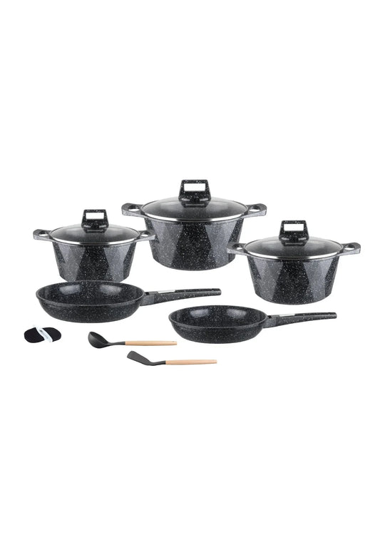 12PCS Die-Casting Cookware Set Diamond Black