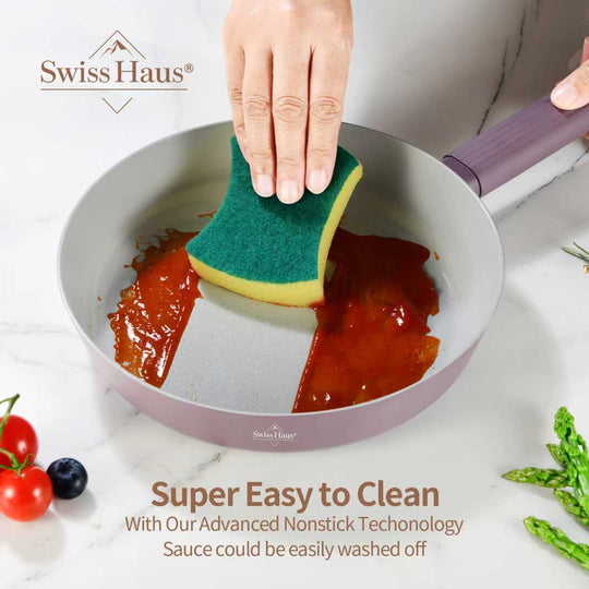 Swiss Haus Speiez Castle SC3018T – Batterie de cuisine céramique 18 pièces pour induction – Violet