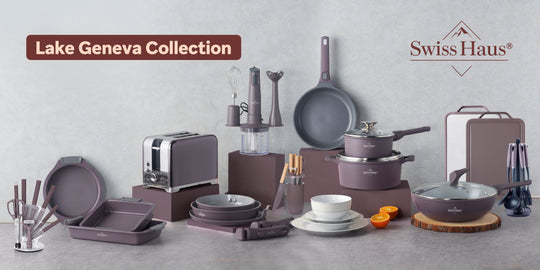 Swiss Haus LG3019T Lake Geneva 19-Piece Ceramic Non-Stick Induction Cookware Set – Purple