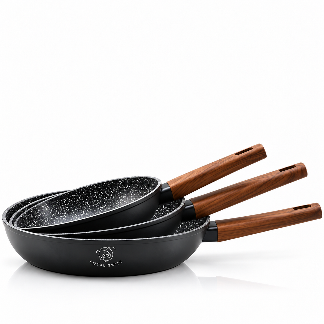 Royal Swiss 3-Piece Frying Pan Set Black nested view #colour_black