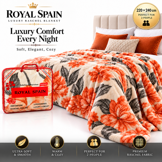 Royal Spain luxury floral blanket advertisement 