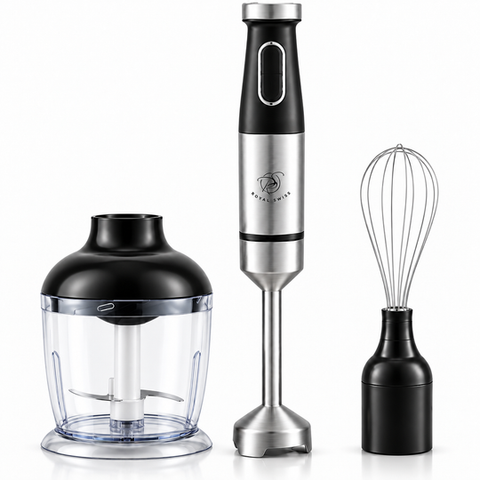 3-in-1 Hand Blender 1000W – Stainless Steel Set with Chopper &amp; Whisk