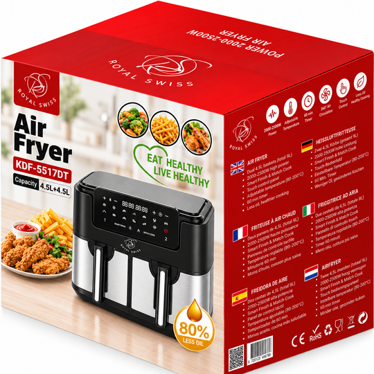 9L Double Air Fryer with Stainless Steel Housing