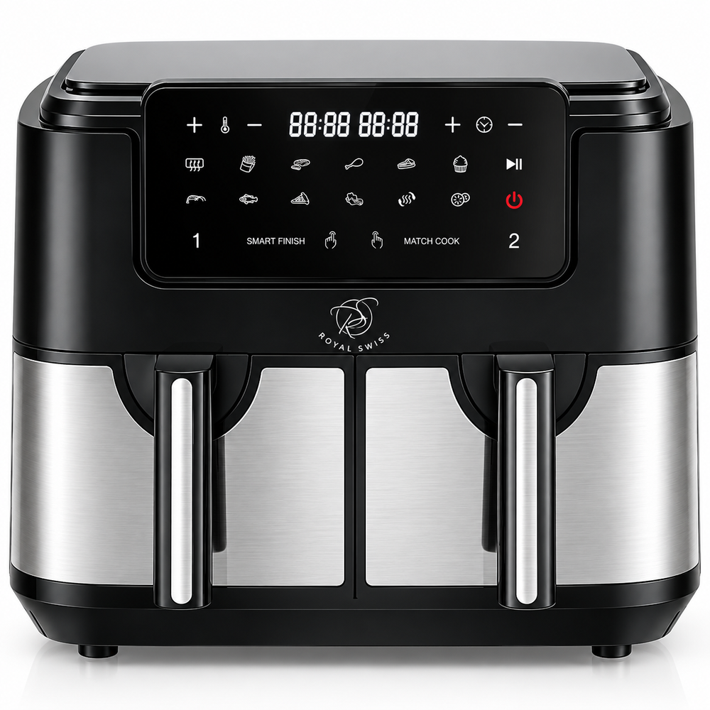 9L Double Air Fryer with Stainless Steel Housing
