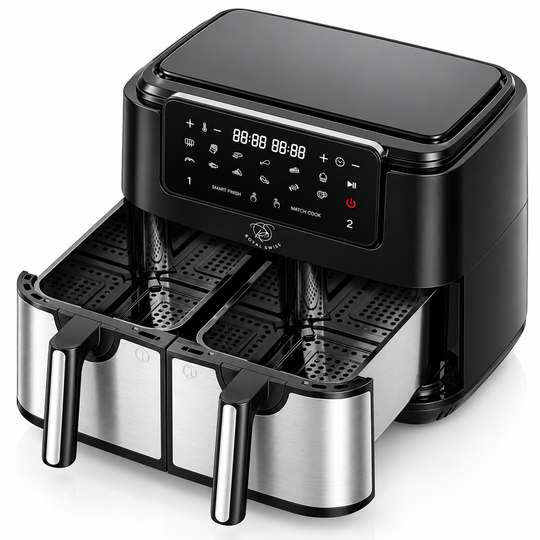 9L Double Air Fryer with Stainless Steel Housing
