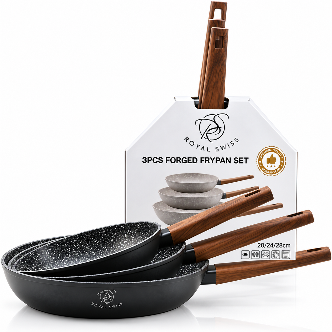 Royal Swiss 3-Piece Frying Pan Set Black 