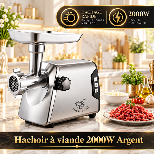 Meat Grinder 2000 W - Stainless Steel | Reverse Function | Compact &amp; Powerful | Includes Accessories | Multifunctional Chopper for Meat, Sausage, Sauce &amp; Home Filling