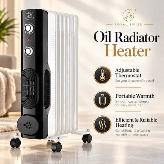 1900W Oil-Filled Radiator – 7 Fins, Adjustable Thermostat