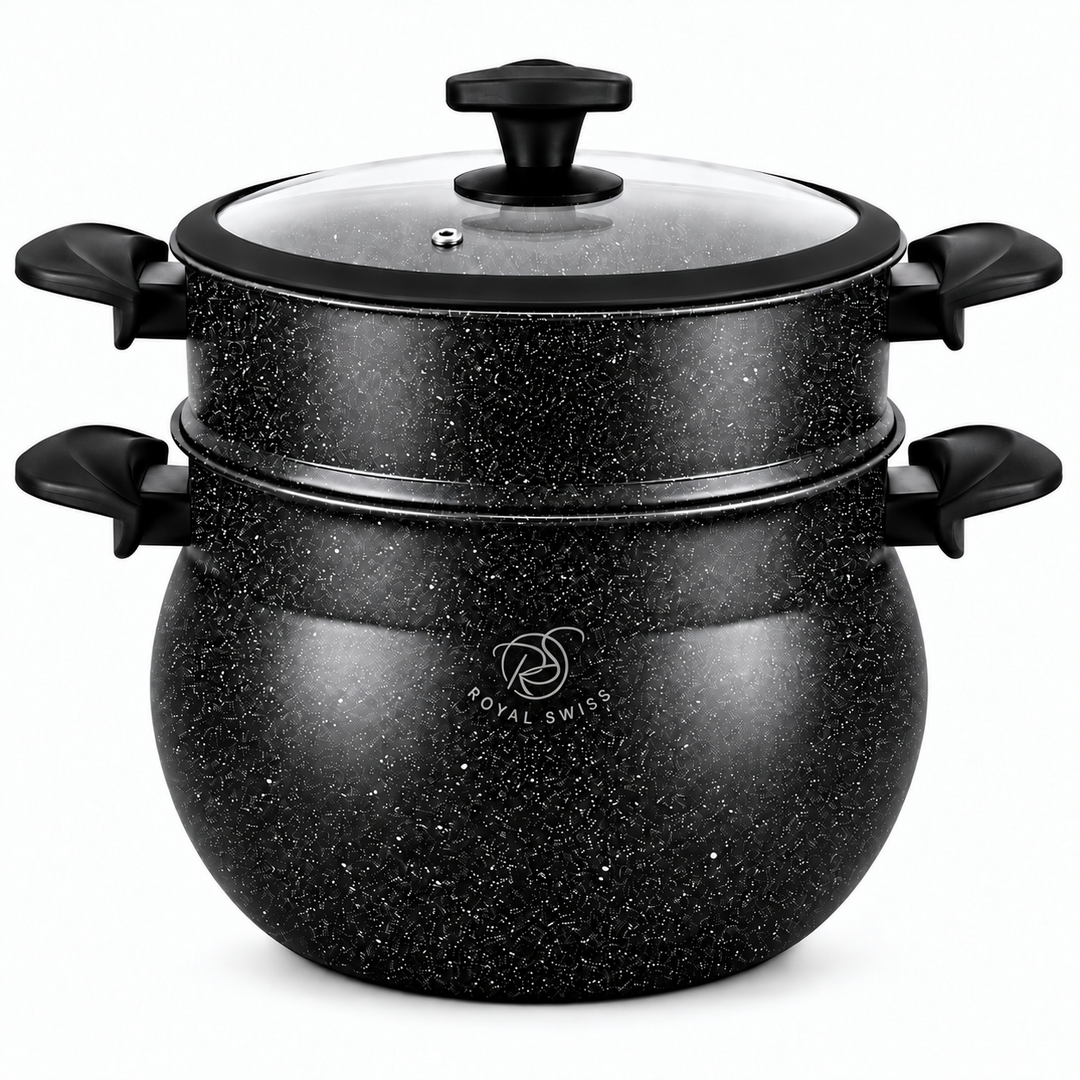 Royal Swiss Stone-Coated Couscous Pot & Steamer #size_shared