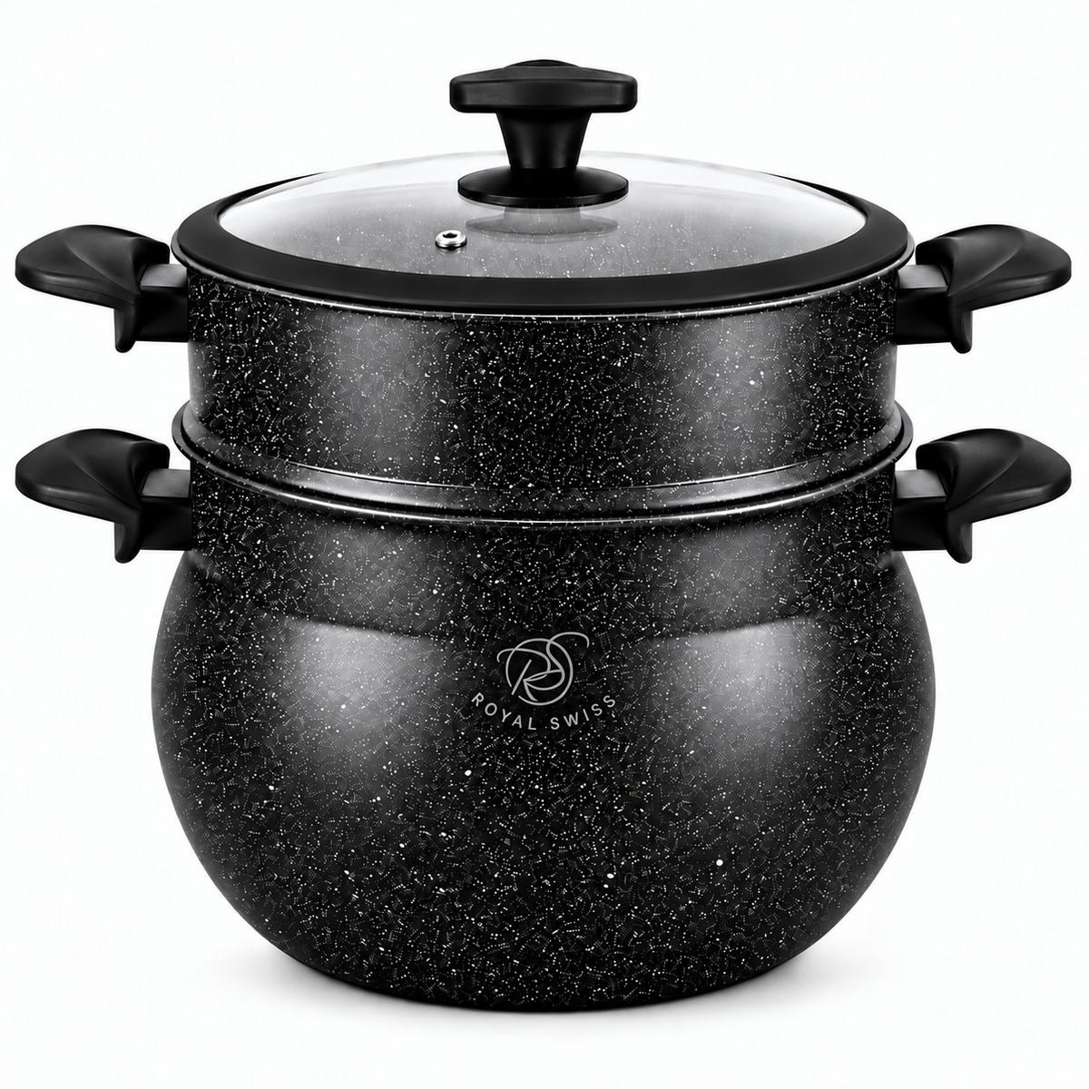 Royal Swiss Stone-Coated Couscous Pot & Steamer #size_shared