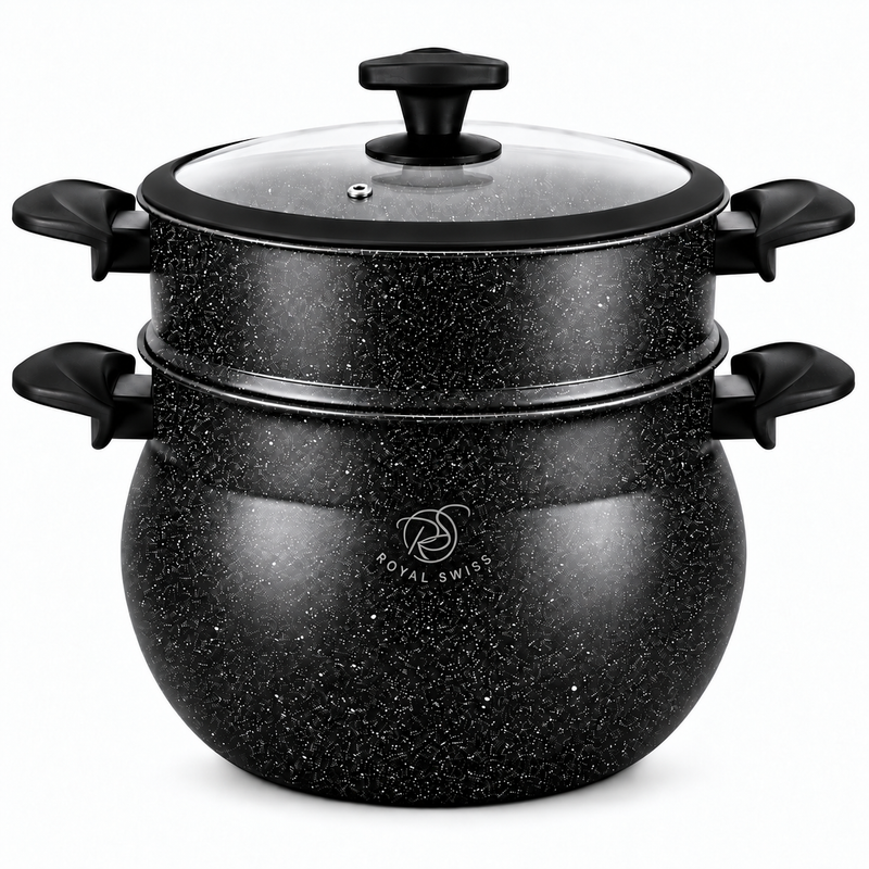 Royal Swiss Stone-Coated Couscous Pot & Steamer #size_shared