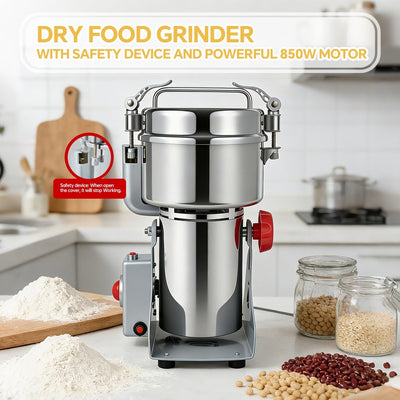 Royal Swiss® – Moulin Électrique à Épices 1800 W – Capacité 350 g – Moulin & Broyeur à Grains en Acier Inoxydable – Moulin Professionnel pour Épices, Céréales & Noix – Puissant & Durable