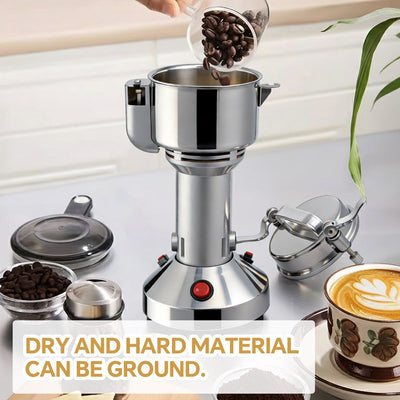 Royal Swiss® Moulin Électrique à Épices 850 W – Moulin Sec en Acier Inoxydable 150 g – 6 Lames – 28 000 tr/min – Pour Café, Noix & Épices