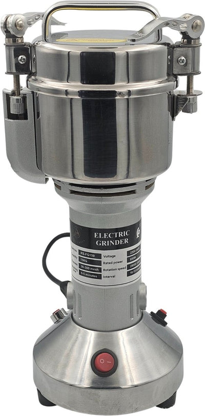 Royal Swiss® Moulin Électrique à Épices 850 W – Moulin Sec en Acier Inoxydable 150 g – 6 Lames – 28 000 tr/min – Pour Café, Noix & Épices