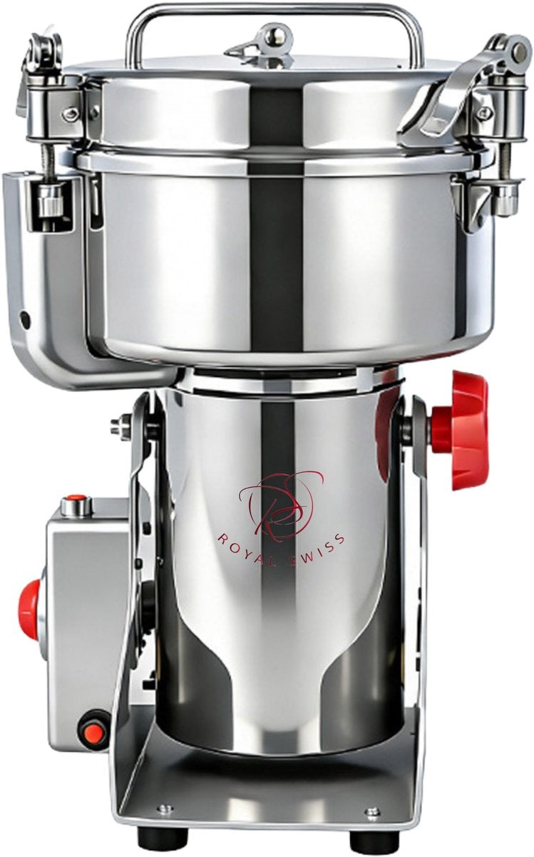 Royal Swiss® Moulin Électrique à Épices & à Grains – 3000 W – Capacité 1000 g – Broyeur Puissant en Acier Inoxydable pour Épices, Céréales & Grains de Café
