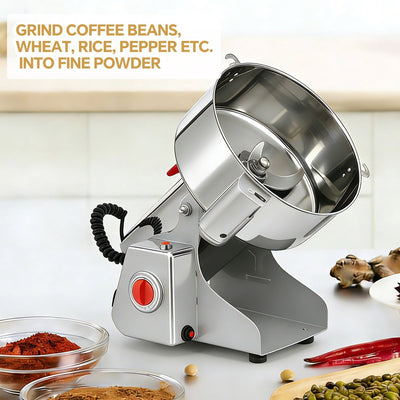 Royal Swiss® Moulin Électrique à Épices & à Grains – 3000 W – Capacité 1000 g – Broyeur Puissant en Acier Inoxydable pour Épices, Céréales & Grains de Café