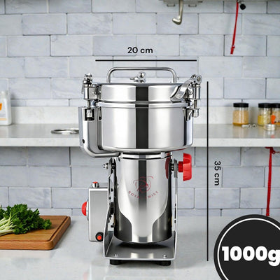 Royal Swiss® Moulin Électrique à Épices & à Grains – 3000 W – Capacité 1000 g – Broyeur Puissant en Acier Inoxydable pour Épices, Céréales & Grains de Café