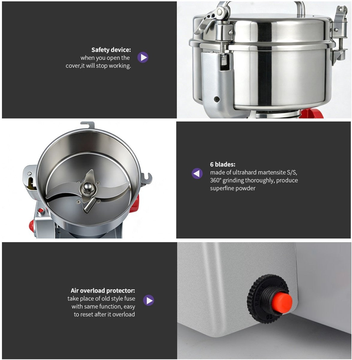 Royal Swiss® Moulin Électrique à Épices & à Grains – 3000 W – Capacité 1000 g – Broyeur Puissant en Acier Inoxydable pour Épices, Céréales & Grains de Café