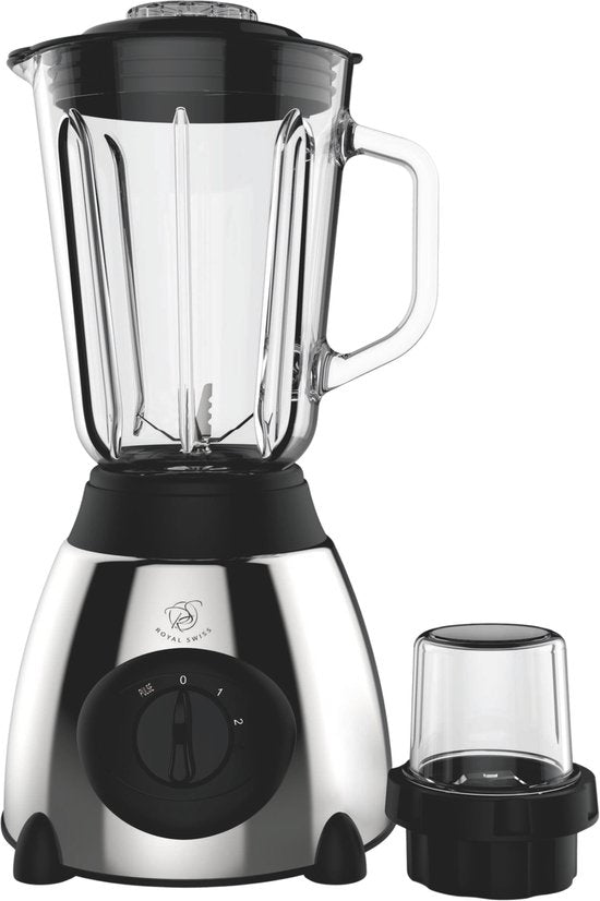 Royal Swiss 2-in-1 blender with glass jug and grinder