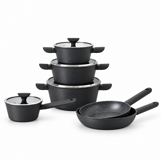 Royal Swiss 10PCS Line Series Cookware Set Black 