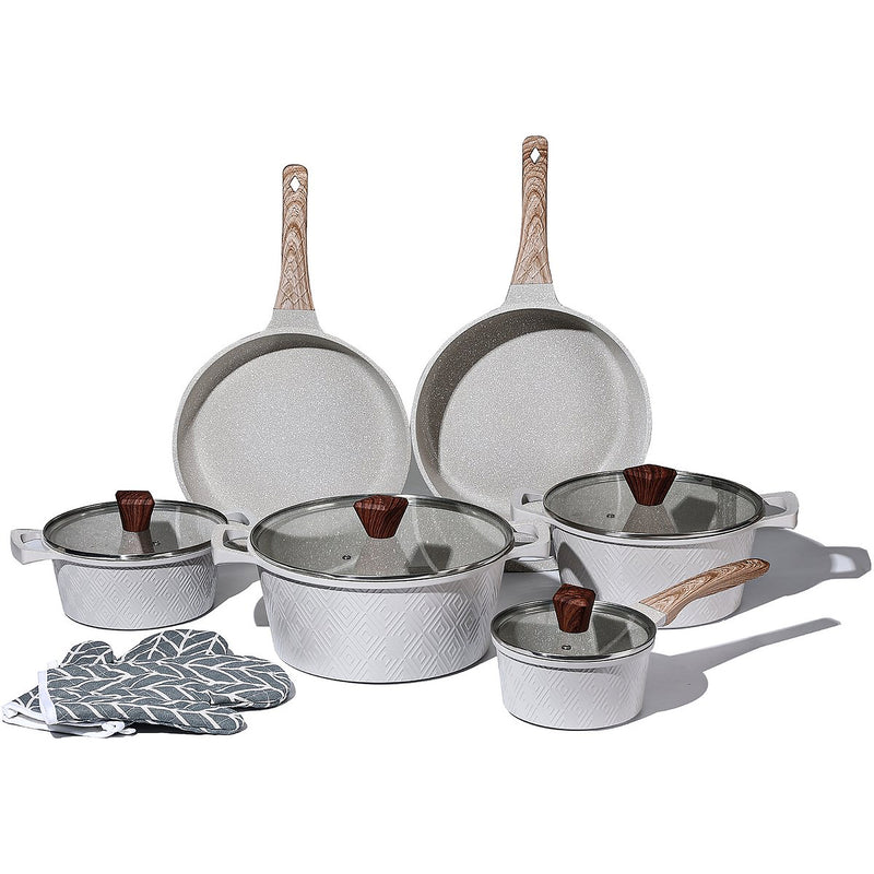 12-Piece Rhombus Cookware Set – Beige
