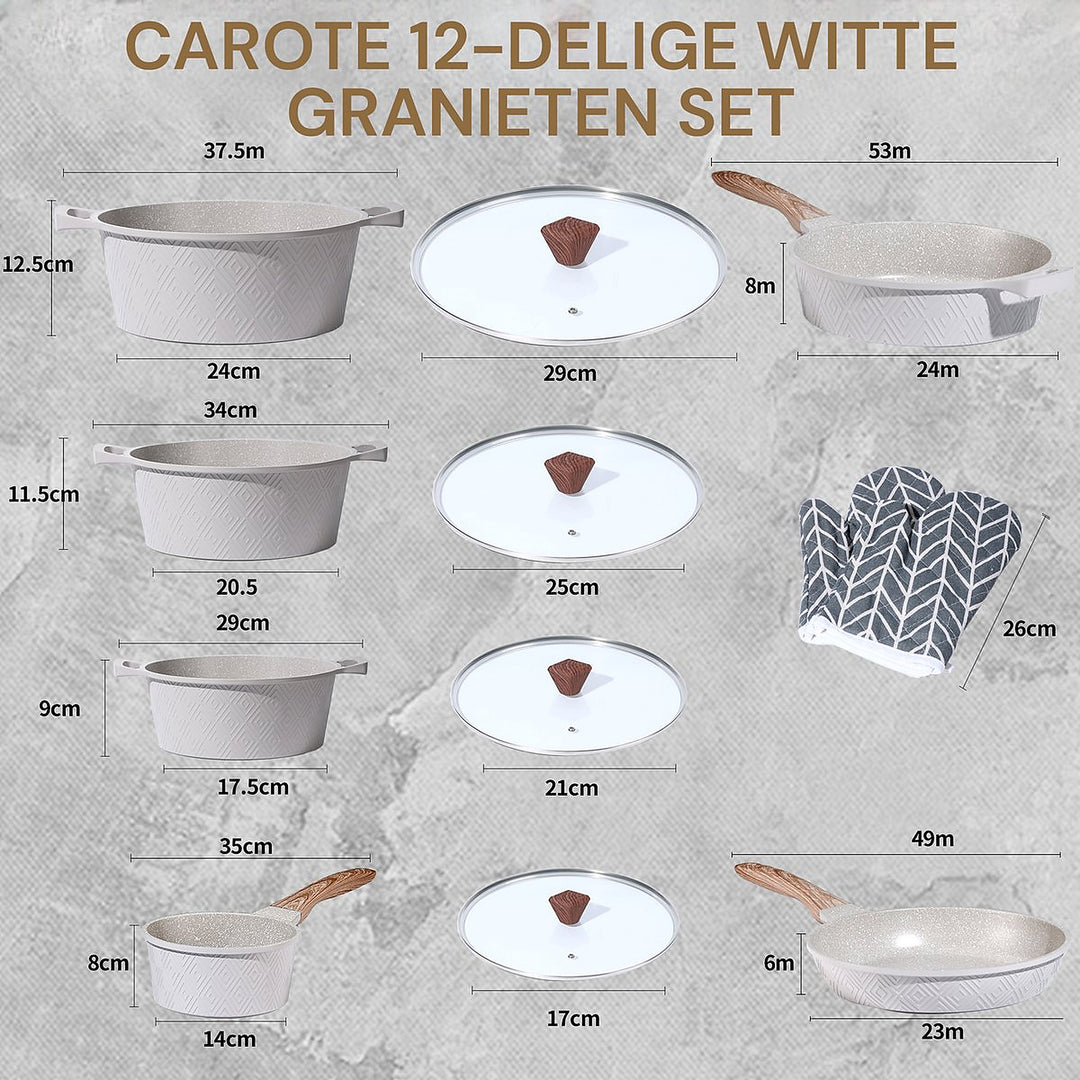12-Piece Rhombus Cookware Set – Beige