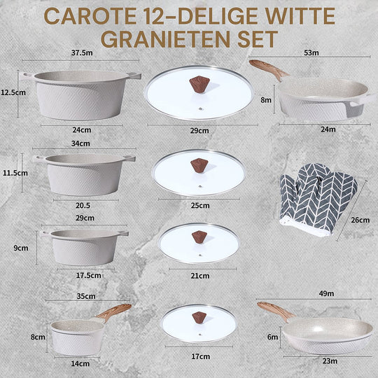 12-Piece Rhombus Cookware Set – Beige