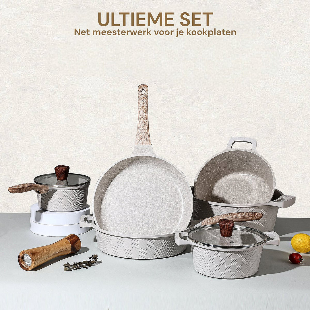 12-Piece Rhombus Cookware Set – Beige
