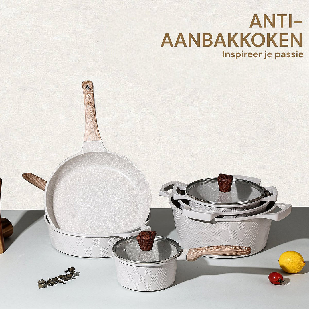 12-Piece Rhombus Cookware Set – Beige