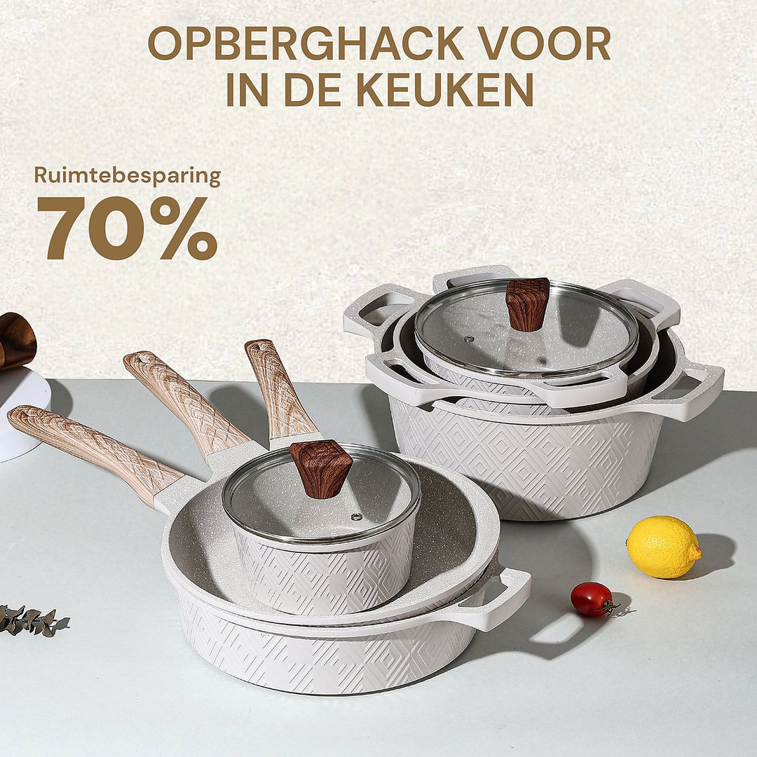12-Piece Rhombus Cookware Set – Beige