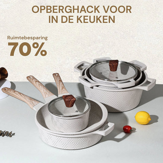 12-Piece Rhombus Cookware Set – Beige